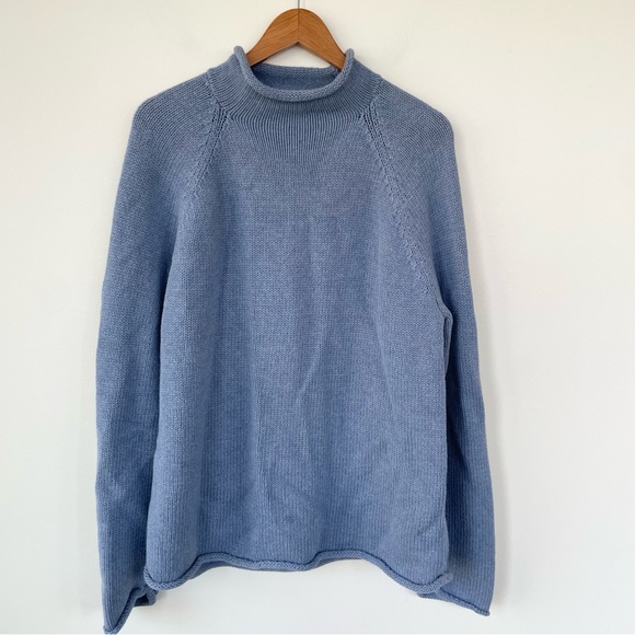 J Crew 1988 RollneckT Sweater in Cotton M Medium Fisherman Unisex Blue BW186 - Picture 4 of 10